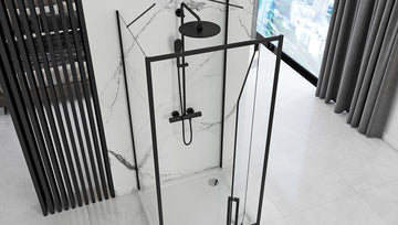 Cabină de duș de perete, Rea Rapid Swing, negru, 90x90 cm